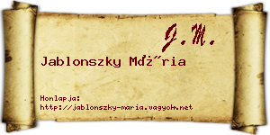 Jablonszky Mária névjegykártya